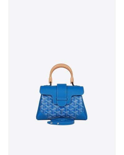 Goyard Mini Saïgon Souple Top Handle Bag With Palladium Hardware - Blue