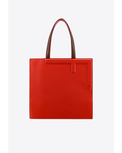 Fendi Medium Flip Leather Tote Bag - Red