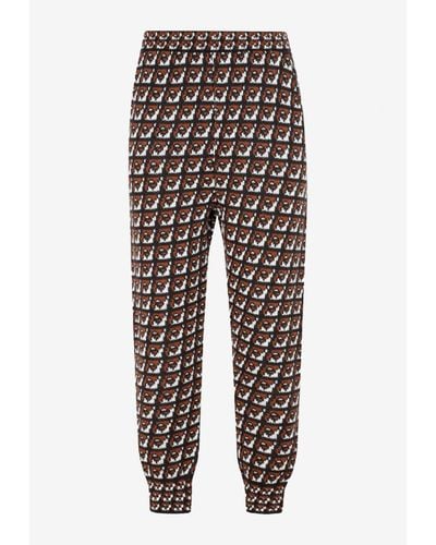 Prada Patterned Knitted Trousers In Wool - Multicolour