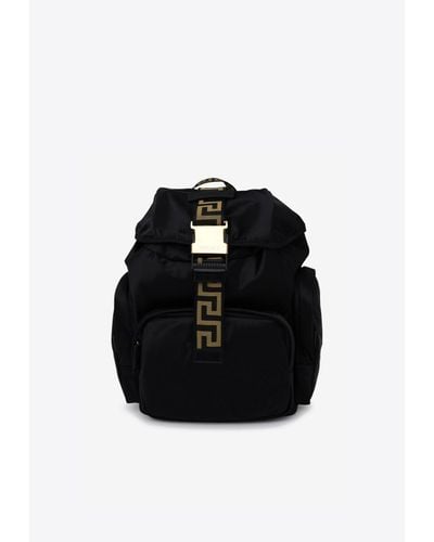 Versace La Greca Nylon Backpack - Black