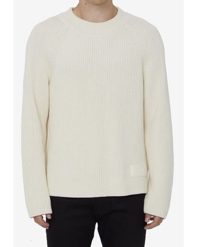 Ami Paris Knitted Crewneck Sweater - White