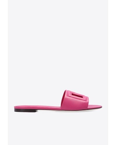 Dolce & Gabbana Bianca Dg Logo Flat Sandals - Pink