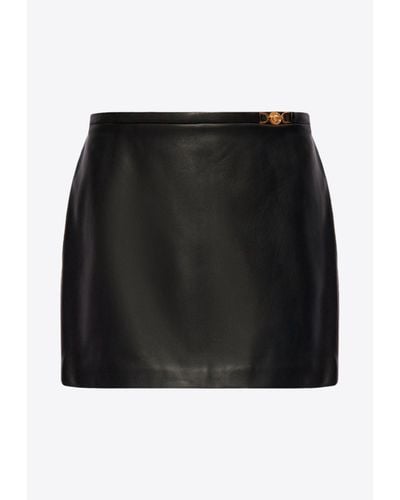 Versace Mini Belted Leather Skirt - Black