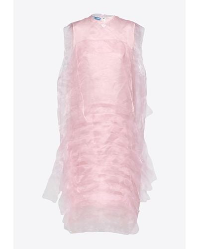 Prada Tulle Midi Layered Dress - Pink