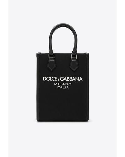 Dolce & Gabbana Small Logo-Embossed Top Handle Bag - Black