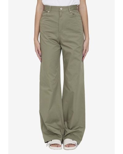 Loewe Logo-Patch High-Waisted Trousers - Green