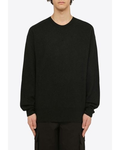 Burberry Reversed Logo Embroidery Wool Pullover Sweater - Black
