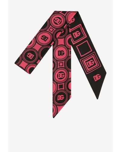 Dolce & Gabbana Dg Print Twill Headscarf - Pink