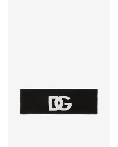 Dolce & Gabbana Dg Logo Cashmere Headband - White