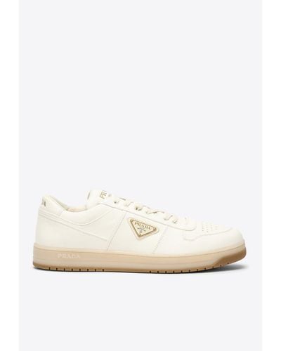 Prada Downtown Leather Low-Top Sneakers - White