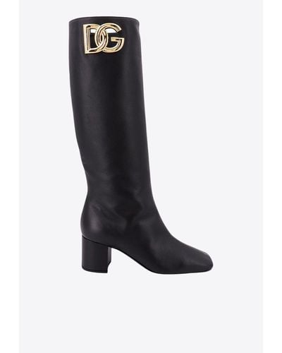 Dolce & Gabbana Jackie 60 Nappa Leather Knee-High Boots - Black