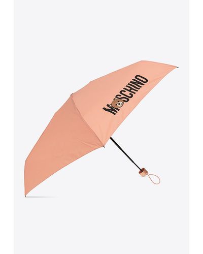 Moschino Logo Print Umbrella - White