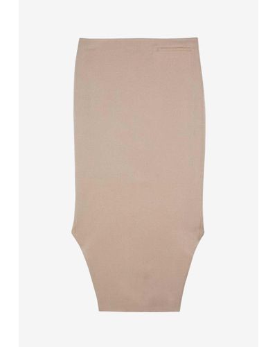 Givenchy Asymmetrical Midi Silk Skirt - Natural