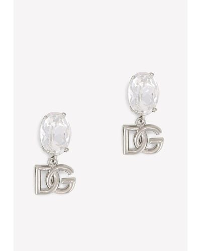 Dolce & Gabbana Rhinestone And Dg Logo Earrings - Metallic