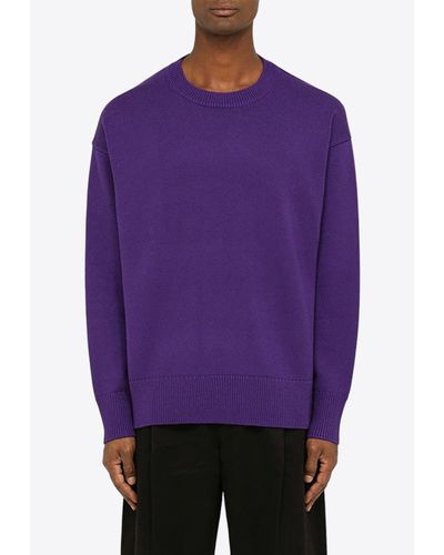 Studio Nicholson Crewneck Wool-Blend Sweater - Purple