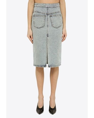 The Mannei Knee-Length Inside Out Denim Skirt - Gray