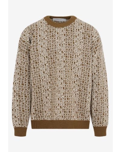 Golden Goose All-Over Logo Knitted Sweater - Brown