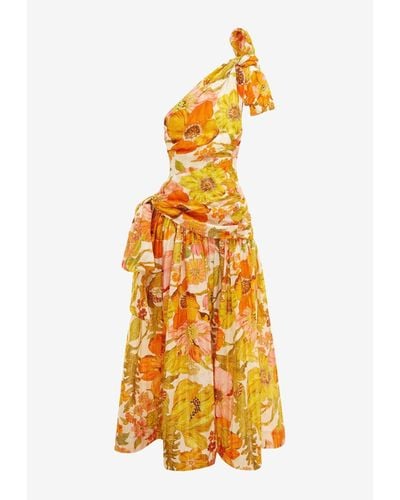 ALÉMAIS Silas Floral One-Shoulder Gown - Yellow