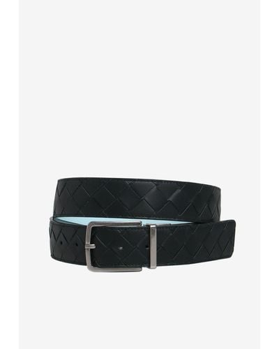 Bottega Veneta Intrecciato Leather Reversible Belt - Black