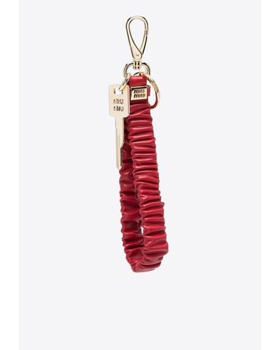 Miu Miu Quilted-Effect Key Ring - Red