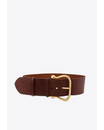 Moschino Leather Buckle Belt - Brown
