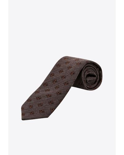 NICKY MILANO Patterned Wool-Blend Tie - Brown