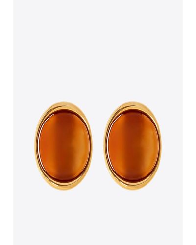 Saint Laurent Carnelian-Embellished Clip-On Earrings - Orange