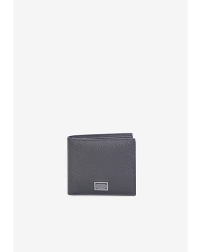 Dolce & Gabbana Logo Plate Leather Bi-Fold Wallet - White