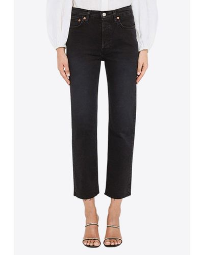 RE/DONE Straight-Leg Cropped Jeans - Black