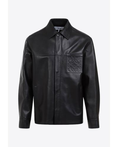 Loewe Anagram Leather Overshirt - Black