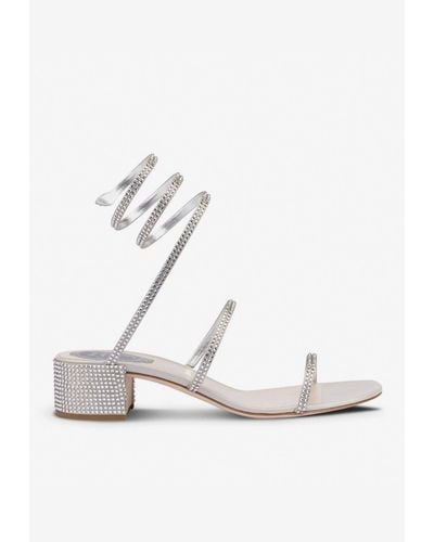 Rene Caovilla Cleo 40 Crystal-Embellished Sandals - Gray