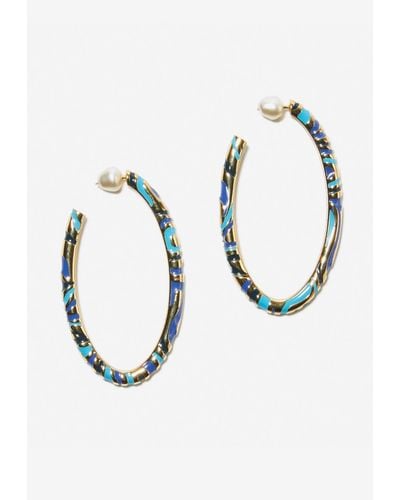 Emilio Pucci Marmo Hoop Earrings - Blue