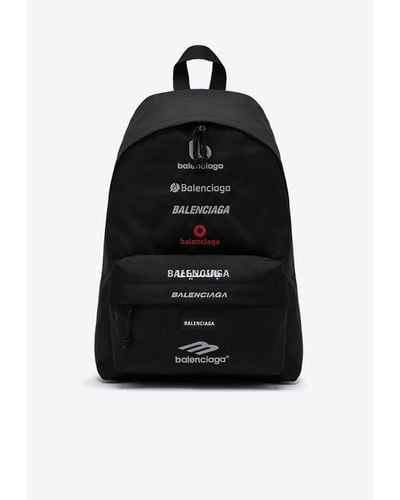 Balenciaga Explorer Logo-Printed Backpack - Black