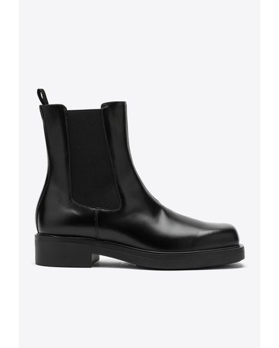 Prada Beatles Ankle Leather Boots - Black