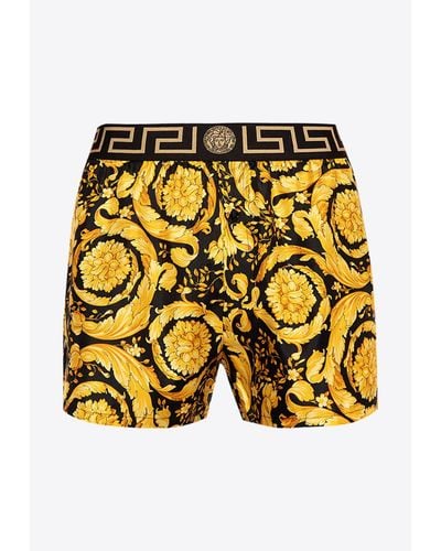 Versace Barocco Silk Pyjama Shorts - Yellow
