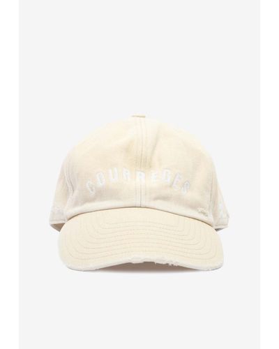 Courreges Logo Embroidered Distressed Baseball Cap - Natural
