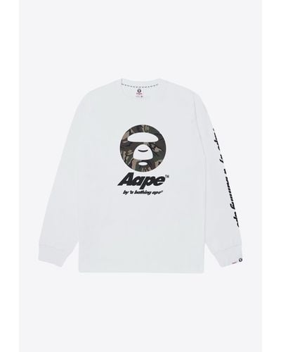 Aape Moonface Camo Long-Sleeved T-Shirt - White