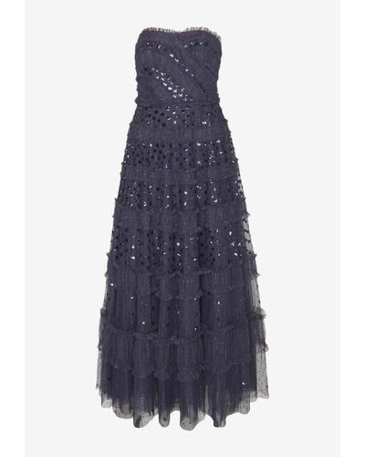 Needle & Thread Dot Shimmer Strapless Maxi Dress - Blue