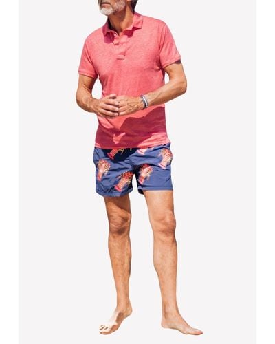 Les Canebiers All-Over Lobster Print Swim Shorts - Red