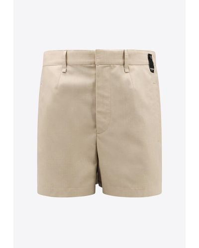 Fendi High-Waist Tailored Wool Shorts - Natural