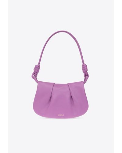 Loewe Paseo Leather Shoulder Bag - Purple
