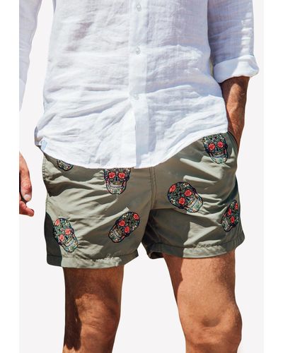 Les Canebiers All-Over Mex Print Swim Shorts - White