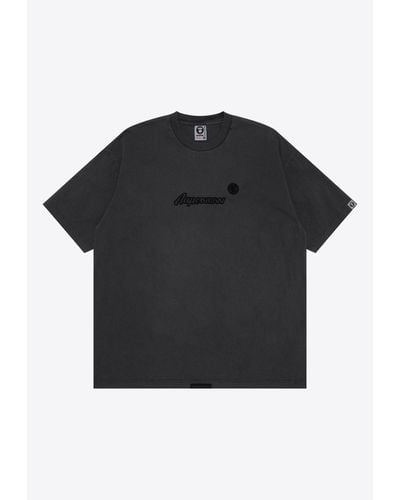 Aape Logo-Embroidered Crewneck T-Shirt - Black