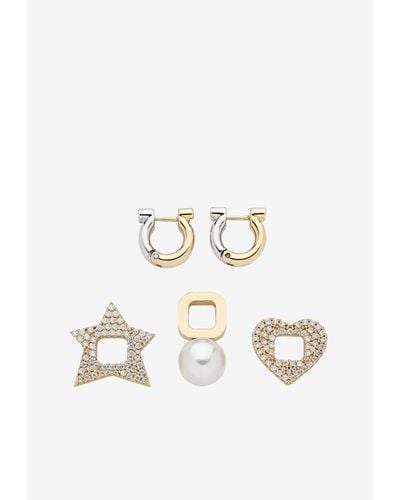 Ferragamo Gancini Earrings With Charms - White