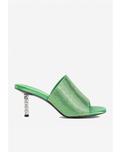 Givenchy G Cube 70 Studded Satin Mules - Green