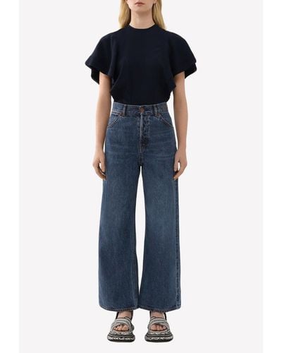 Chloé Wide Cropped Jeans - Blue