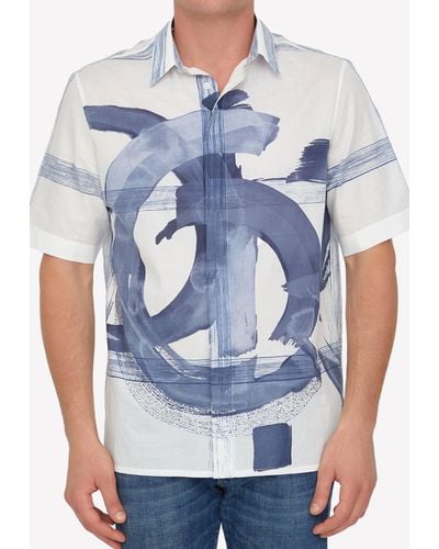 Dior Graphic Print Short-sleeved Shirt - Blue
