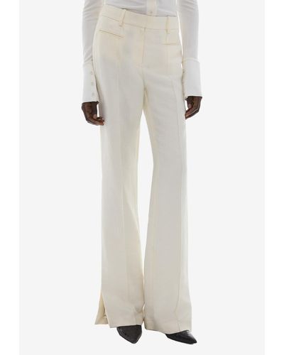 Helmut Lang Linen Blend Flared Trousers - White