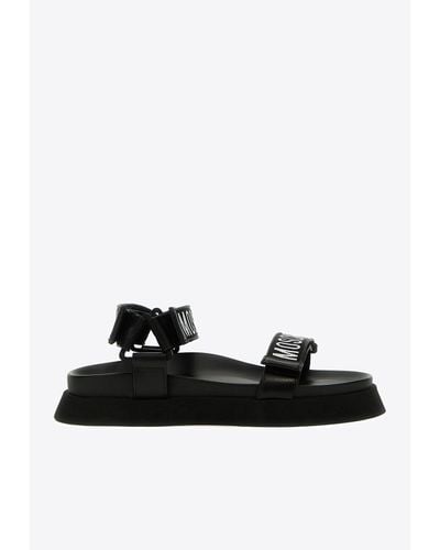 Moschino Logo Bands Flat Sandals - Black