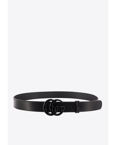 Gucci Gg Marmont Thin Leather Belt - White